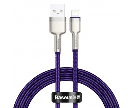 Cablu pentru incarcare si transfer de date Baseus Cafule Metal, USB/Lightning, 18W, 2.4A, 1m, Violet - CALJK-A05