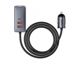 Incarcator Auto Baseus Share Together 120W, 3 X USB, 1 X USB Type C, PPS Quick Charge, Gri - CCBT-B0G