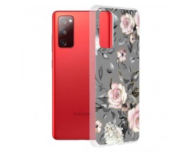 Husa Silicon UPzz Tech Marble Series, Compatibila Cu Samsung Galaxy S21 FE, Bloom of Ruth Gray