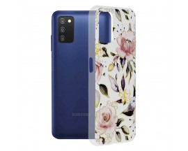 Husa Silicon UPzz Tech Marble Series, Compatibila Cu Samsung Galaxy A03s, Chloe White