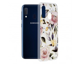 Husa Silicon UPzz Tech Marble Series, Compatibila Cu Samsung Galaxy A20e, Chloe White