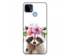 Husa Silicon Soft Upzz Print, Compatibila Cu Realme C21, Cute Raccoon
