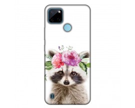 Husa Silicon Soft Upzz Print, Compatibila Cu Realme C21y, Cute Raccoon