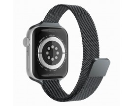 Curea Ceas Upzz Techsuit W034, Compatibila Cu Apple Watch 1 / 2 / 3 / 4 / 5 / 6 / 7 / SE - 38/41mm, Metalic, Negru