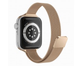 Curea Ceas Upzz Techsuit W034, Compatibila Cu Apple Watch 1 / 2 / 3 / 4 / 5 / 6 / 7 / SE - 38/41mm, Metalic, Gold