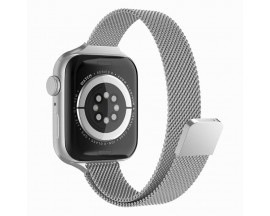 Curea Ceas Upzz Techsuit W034, Compatibila Cu Apple Watch 1 / 2 / 3 / 4 / 5 / 6 / 7 / SE - 38/41mm, Metalic, Silver