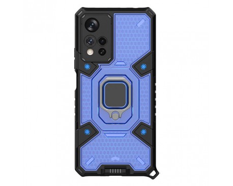 Husa Spate Upzz Techsuit Honeycomb Armor, Cu Inel Metalic, Compatibila Cu Xiaomi Redmi Note 9 Pro Plus 5G, Albastru