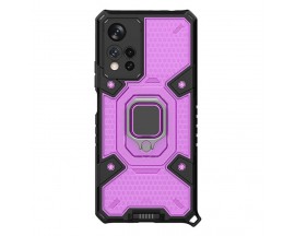 Husa Spate Upzz Techsuit Honeycomb Armor, Cu Inel Metalic, Compatibila Cu Xiaomi Redmi Note 9 Pro Plus 5G, Violet