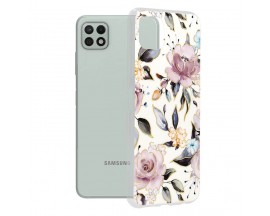 Husa Silicon UPzz Tech Marble Series, Compatibila Cu Samsung Galaxy A22 5G, Chloe White