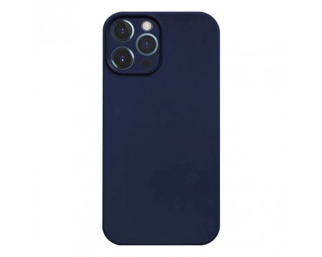 Husa Premium Upzz No Logo Soft Silicon, Compatibila Cu iPhone 12 Pro Max, Interior Alcantara, Albastru Inchis