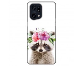 Husa Silicon Soft Upzz Print, Compatibila Cu Oppo Find X5, Cute Raccoon
