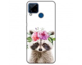 Husa Silicon Soft Upzz Print, Compatibila Cu Realme C15, Cute Raccoon