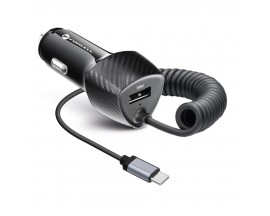 Incarcator Auto Forcell Carbon 38W, USB QC 3.0 18W + cablu Type C 3.0 PD20W CC50-1Ac