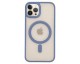 Husa UPzz Trend MagSafe, Compatibila Cu iPhone 13 Pro Max, Butoane Metalice, Spate Transparent, Rama Albastru Deschis