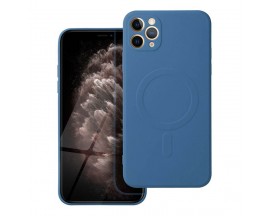 Husa Spate Upzz Magsafe Compatibila Cu iPhone 11 Pro Max, Microfibra La Interior, Albastru