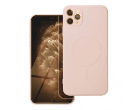 Husa Spate Upzz Magsafe Compatibila Cu iPhone 11 Pro Max, Microfibra La Interior, Roz Deschis