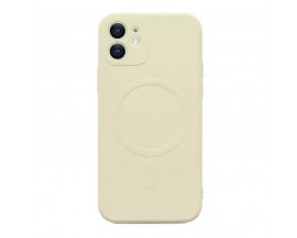 Husa Spate Upzz MagSafe Compatibila Cu iPhone 13 Mini, Microfibra La Interior, Compatibila Cu MagSafe, Crem