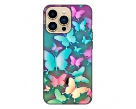 Husa Silicon Soft Upzz Print, Compatibila Cu iPhone 14 Pro, Colorfull Butterflies