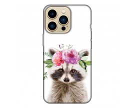 Husa Silicon Soft Upzz Print, Compatibila Cu iPhone 14 Pro Max, Cute Raccoon