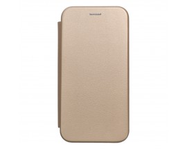 Husa Flip Carte Upzz Magnet Lux Compatibila Cu iPhone 14 Plus, Piele Ecologica, Gold