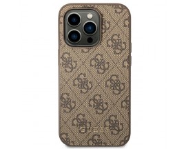 Husa Spate Guess Compatibila Cu iPhone 14 Pro Max, Metal Gold Logo, Maro 