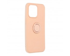 Husa Spate Roar Amber Compatibila Cu iPhone 14 Plus, Inel Metalic Pe Spate, Roz