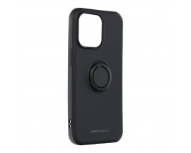 Husa Spate Roar Amber Compatibila Cu iPhone 14 Pro, Inel Metalic Pe Spate, Negru