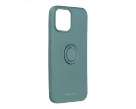 Husa Spate Roar Amber Compatibila Cu iPhone 14 Pro, Inel Metalic Pe Spate, Verde