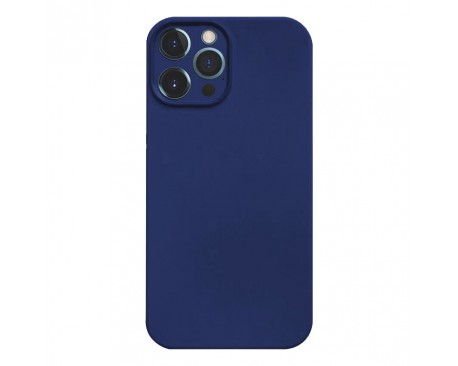 Husa Premium Upzz No Logo Soft Silicon, Compatibila Cu iPhone 13 Pro Max, Interior Alcantara, Albastru Inchis