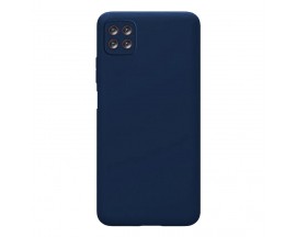 Husa Premium Upzz No Logo Soft Silicon, Compatibila Cu Samsung Galaxy A22 5G, Interior Alcantara, Albastru Inchis