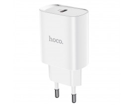 Incarcator Retea Hoco Power Delivery 20w N14, Iesire Usb-c, Compatibil Cu iPhone, Samsung, Huawei, Xiaomi, Oppo, Alb