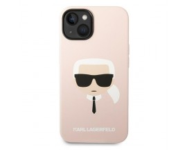 Husa Spate Karl Lagerfeld Compatibila Cu iPhone 14 Plus, Silicone Karl Head, Roz - 9085452