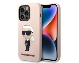 Husa Karl Lagerfeld Compatibila Cu iPhone 14 Pro, Silicone Ikonik Cu Functie Magsafe, Roz - KLHMP14LSNIKBCP