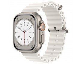 Curea Ceas Upzz Techsuit W038, Compatibila Cu Apple Watch  6 / 7 / 8 / SE / Ultra 42 mm / 44 mm / 45 mm / 49 mm - Alb