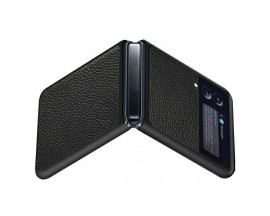 Husa Upzz Leather Case  Compatibila Cu Samsung Galaxy Z Flip 3, Piele Ecologica, Negru