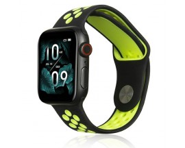 Curea Ceas Upzz Sport Silicone, Compatibila Cu Apple Watch  1 / 2 / 3 / 4 / 5 / 6 / 7 / SE 38 mm / 40 mm / 41 mm - Negru Verde