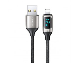 Cablu Date Incarcare USAMS U78, USB - Lightning, Incarcare Rapida. PD, Afisaj Digital, Lungime 1,2m, Silver - US-SJ543