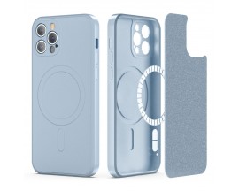 Husa Spate Tech Protect Icon Cu Functie MagSafe  Compatibila Cu iPhone 12 Pro, Alcantara La Interior, Sky Blue