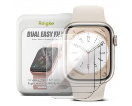 Set 3 folii protectie transparente TPU Ringke Dual Easy compatibila cu Apple Watch 4/5/6/7/8/SE 44/45mm