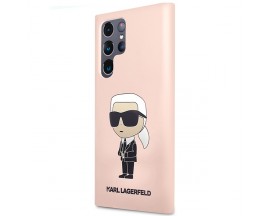 Husa Spate Karl Lagerfeld Compatibila Cu Samsung Galaxy S23 Ultra, Colectia Silicone Ikonik Karl, Roz