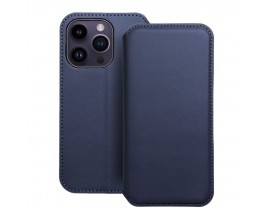 Husa Flip Carte UPzz Dual Pocket Compatibila Cu iPhone 14 Pro, Piele Ecologica, Navy Blue