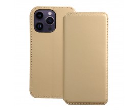 Husa Flip Carte UPzz Dual Pocket Compatibila Cu iPhone 14 Pro Max, Piele Ecologica, Auriu