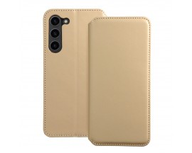 Husa Flip Carte UPzz Dual Pocket Compatibila Cu Samsung Galaxy S21 FE, Piele Ecologica, Gold