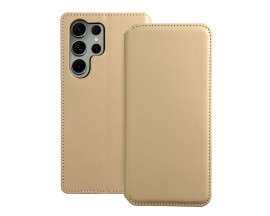 Husa Flip Carte Upzz Dual Pocket Compatibila Cu Samsung Galaxy S23 Ultra, Piele Ecologica, Gold