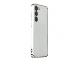 Husa Upzz Trend Electroplate, Compatibila Cu Samsung Galaxy S23 Plus, Spate Transparent, Rama Silver