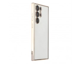 Husa Upzz Trend Electroplate, Compatibila Cu Samsung Galaxy S23 Ultra, Spate Transparent, Rama Gold
