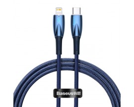 Cablu Date Incarcare Baseus Glimmer Usb-C La Lightning 20W, Textil , Lungime 1M, Albastru