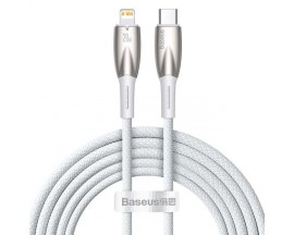 Cablu Date Incarcare Baseus Glimmer Usb-C La Lightning 20W, Textil , Lungime 2M, Alb