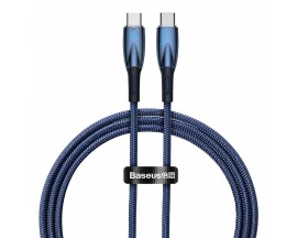 Cablu Date Incarcare Baseus Glimmer Usb-C La Usb-C 100W, Textil , Lungime 1M, Albastru