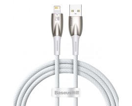 Cablu Date Incarcare Baseus Glimmer Usb La Lightning, Textil , Lungime 2M, Alb